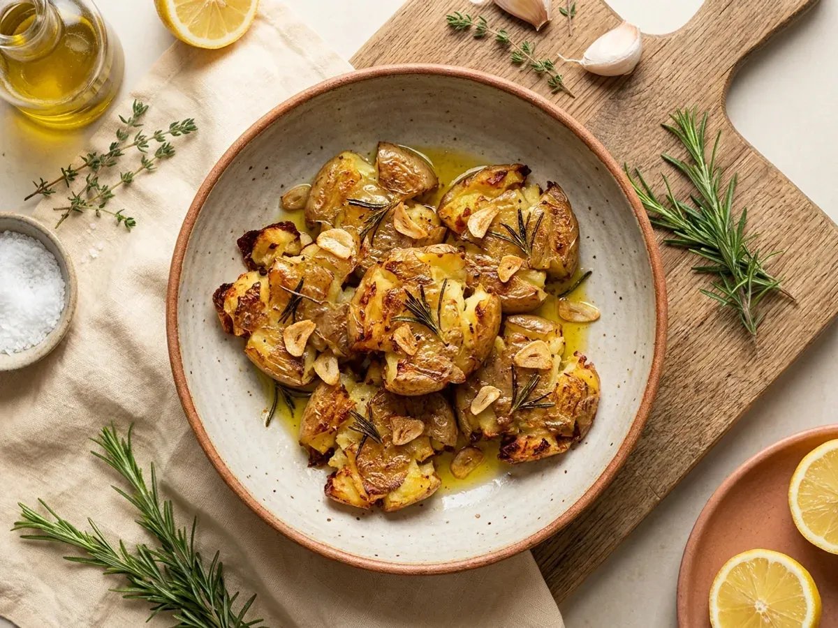 Crispy Smashed Potatoes with Rosemary and Garlic