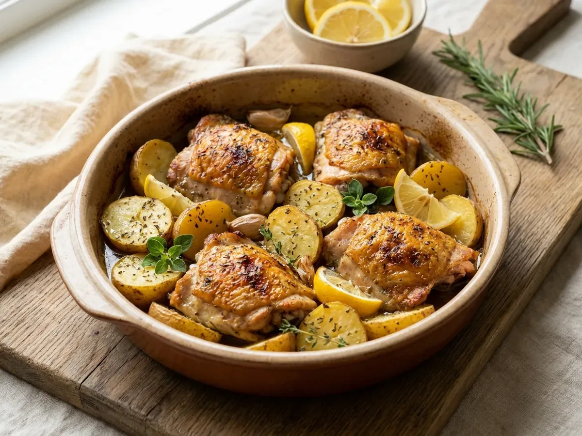 Greek Lemon-Oregano Roasted Chicken and Potatoes