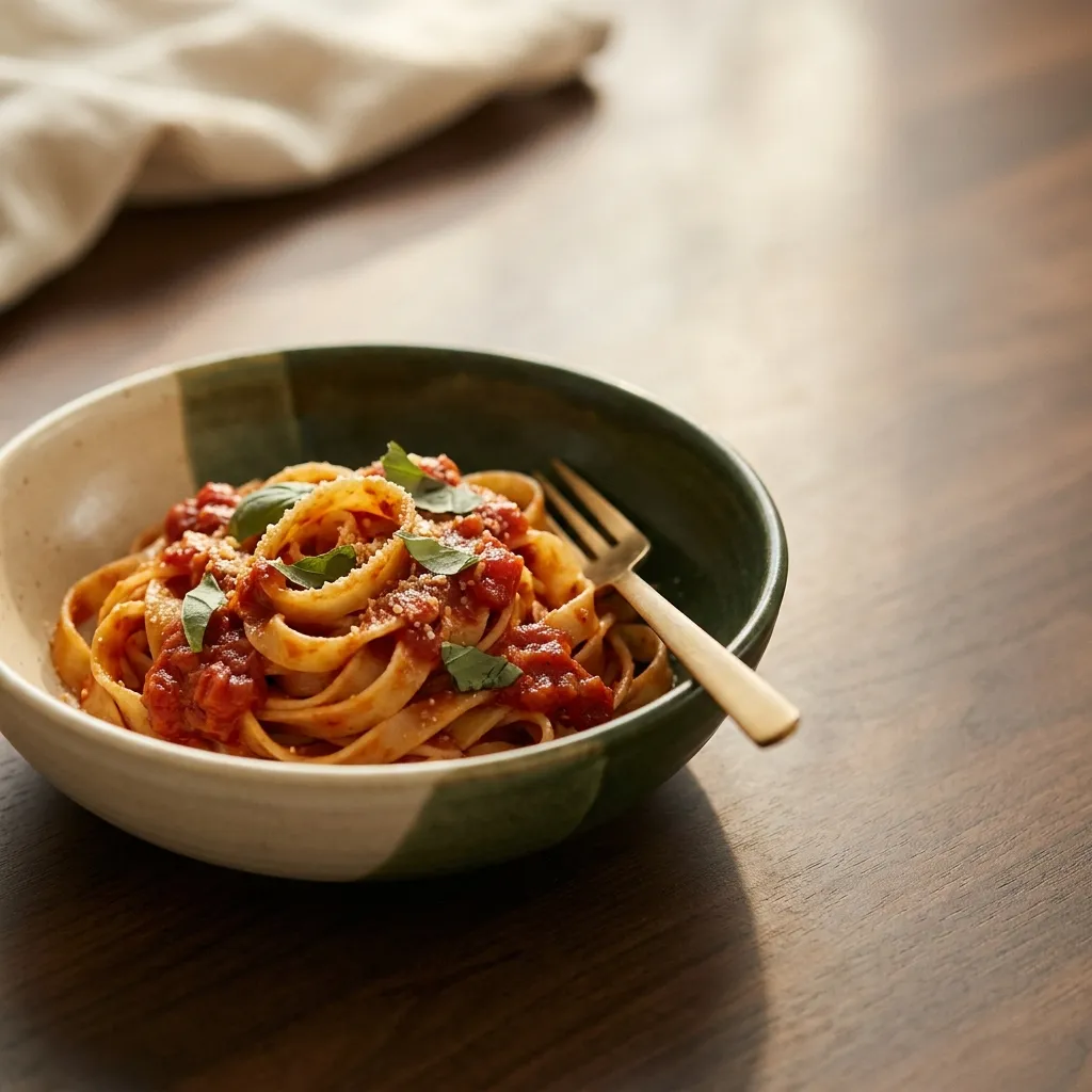 A warm home-cooked dinner on a wooden table