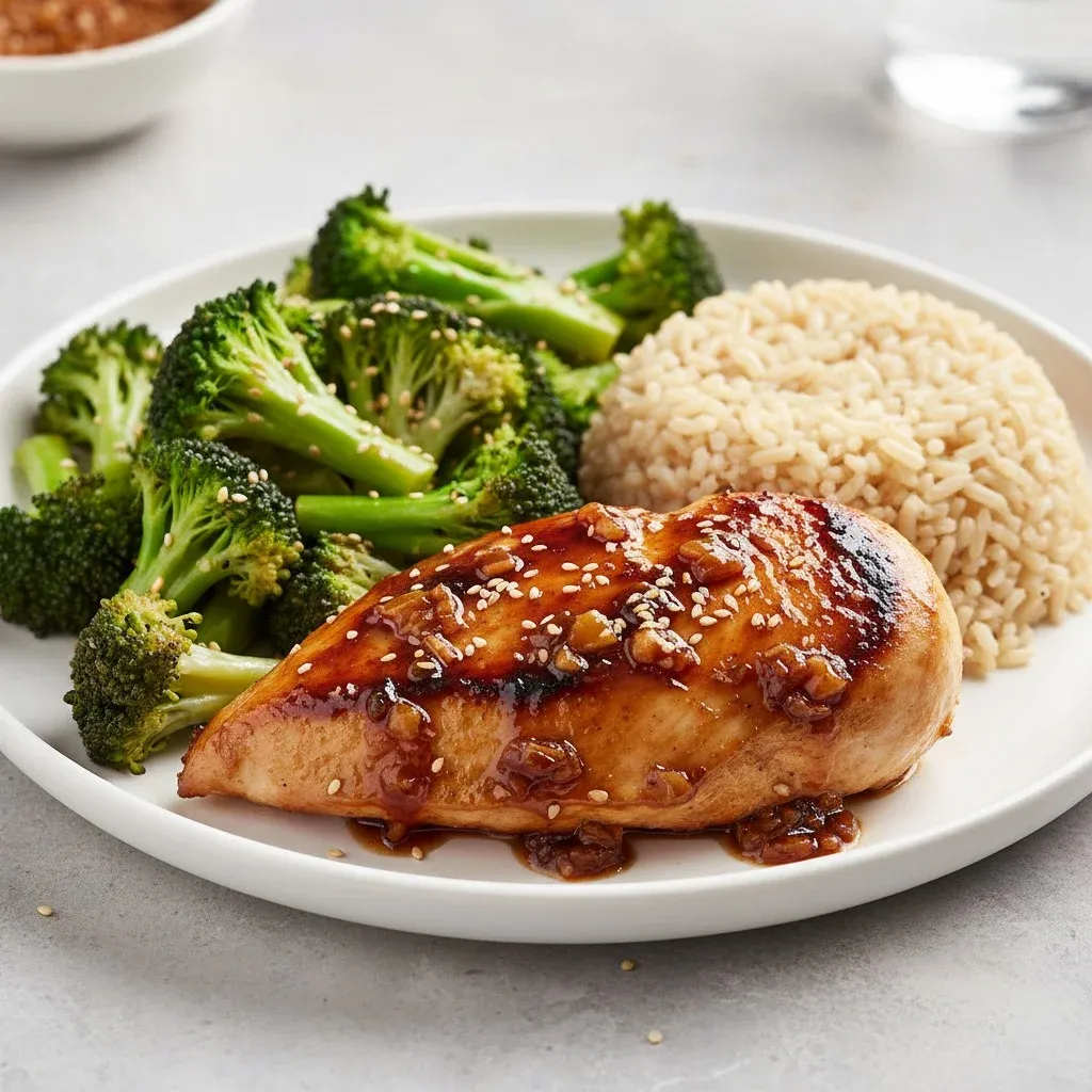 Soy-Ginger Glazed Chicken Breast with Stir-Fried Broccoli